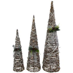 Northlight Set Of 3 LED Lighted Pine And Berries Cone Christmas Tree Decorations 39.25" -Northlight Sale Store northlight y93955 3 03824.1677147712