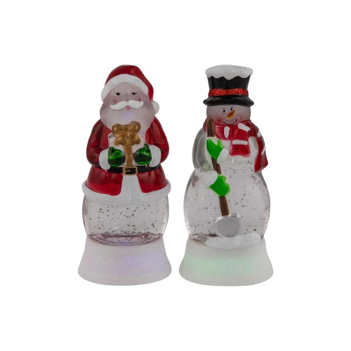 Northlight LED Lighted Color Changing Santa And Snowman Acrylic Christmas Snow Globes - 6.25" - Set Of 2 2 Northlight LED Lighted Color Changing Santa And Snowman Acrylic Christmas Snow Globes - 6.25" - Set Of 2 - Image 2
