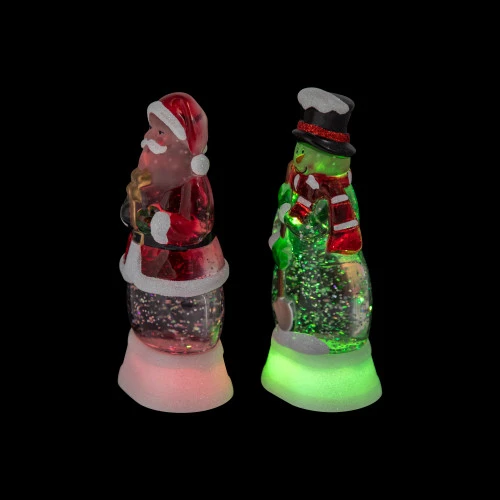 Northlight LED Lighted Color Changing Santa And Snowman Acrylic Christmas Snow Globes - 6.25" - Set Of 2 4 Northlight LED Lighted Color Changing Santa And Snowman Acrylic Christmas Snow Globes - 6.25" - Set Of 2 - Image 4