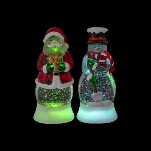 Northlight LED Lighted Color Changing Santa And Snowman Acrylic Christmas Snow Globes - 6.25" - Set Of 2 6 Northlight LED Lighted Color Changing Santa And Snowman Acrylic Christmas Snow Globes - 6.25" - Set Of 2 - Image 6