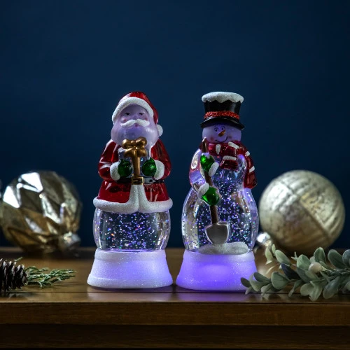 Northlight LED Lighted Color Changing Santa And Snowman Acrylic Christmas Snow Globes - 6.25" - Set Of 2 1 Northlight LED Lighted Color Changing Santa And Snowman Acrylic Christmas Snow Globes - 6.25" - Set Of 2