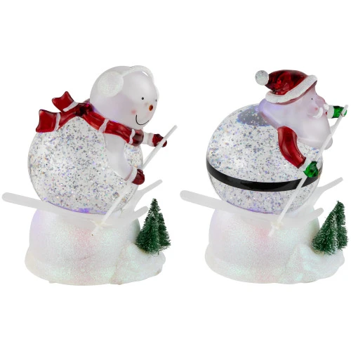 Northlight LED Lighted Color Changing Skiing Santa And Snowman Acrylic Christmas Snow Globes - 7.25" - Set Of 2 2 Northlight LED Lighted Color Changing Skiing Santa And Snowman Acrylic Christmas Snow Globes - 7.25" - Set Of 2 - Image 2