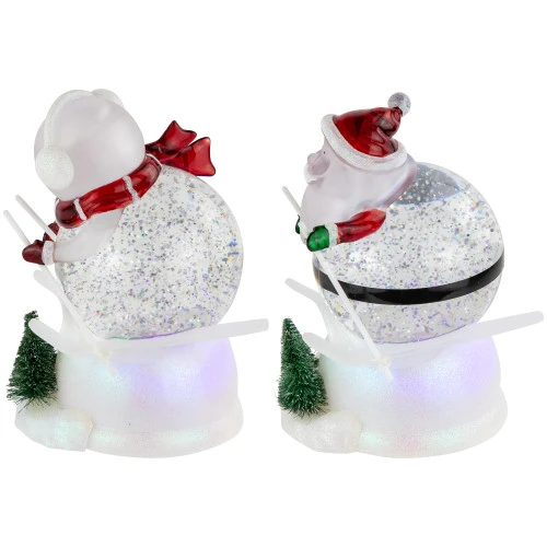 Northlight LED Lighted Color Changing Skiing Santa And Snowman Acrylic Christmas Snow Globes - 7.25" - Set Of 2 4 Northlight LED Lighted Color Changing Skiing Santa And Snowman Acrylic Christmas Snow Globes - 7.25" - Set Of 2 - Image 4