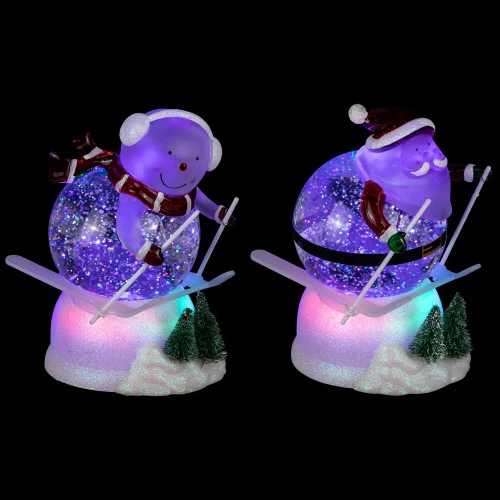 Northlight LED Lighted Color Changing Skiing Santa And Snowman Acrylic Christmas Snow Globes - 7.25" - Set Of 2 5 Northlight LED Lighted Color Changing Skiing Santa And Snowman Acrylic Christmas Snow Globes - 7.25" - Set Of 2 - Image 5