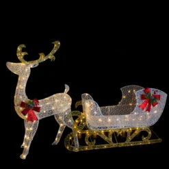 Northlight 48" LED Lighted Glitter Reindeer With Sleigh Outdoor Christmas Decoration -Northlight Sale Store northlight ye92351 onblack 05573.1665611636