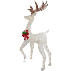 Northlight 60" LED Lighted Glitter Reindeer With Red Bow Outdoor Christmas Decoration -Northlight Sale Store northlight ye92354 3 37206.1665610752