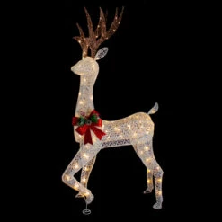 Northlight 60" LED Lighted Glitter Reindeer With Red Bow Outdoor Christmas Decoration -Northlight Sale Store northlight ye92354 onblack 34236.1665610752