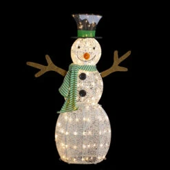 Northlight 43" LED Lighted Snowman With Top Hat And Green Scarf Outdoor Christmas Decoration -Northlight Sale Store northlight ye92356 onblack 30119.1646269200