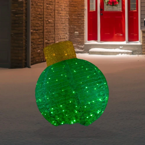 Northlight LED Lighted Twinkling Commercial Outdoor Tinsel Onion Christmas Ornament - 38" - Green 2 Northlight LED Lighted Twinkling Commercial Outdoor Tinsel Onion Christmas Ornament - 38" - Green - Image 2