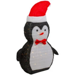 Northlight 28" LED Lighted Tinsel Penguin In Santa Hat Outdoor Christmas Decoration -Northlight Sale Store northlight ye92362 1 32929.1637152442
