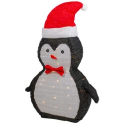 Northlight 28" LED Lighted Tinsel Penguin In Santa Hat Outdoor Christmas Decoration -Northlight Sale Store northlight ye92362 3 70482.1637152443
