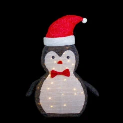 Northlight 28" LED Lighted Tinsel Penguin In Santa Hat Outdoor Christmas Decoration -Northlight Sale Store northlight ye92362 onblack 88100.1637152442