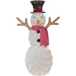 Northlight 48" LED Lighted Snowman With Top Hat And Red Scarf Outdoor Christmas Decoration