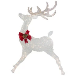Northlight 56" LED Lighted Reindeer With Glitter Bow Outdoor Christmas Decoration