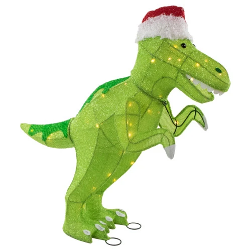 Northlight LED Lighted Tinsel Santa T-Rex Dinosaur Outdoor Christmas Decoration - 30" - Warm White 6 Northlight LED Lighted Tinsel Santa T-Rex Dinosaur Outdoor Christmas Decoration - 30" - Warm White - Image 6