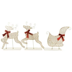 Northlight 3pc LED Lighted Reindeer And Sleigh Outdoor Christmas Decoration