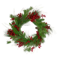 Northlight Real Touchâ„¢? Mixed Pine And Berry Artificial Christmas Wreath - 24" - Unlit