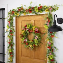 Poppy And Eucalyptus Spring Wreath - 26" - Red And Yellow -Northlight Sale Store northlight yk957002c20yk95701 styled 01 72698.1707072530
