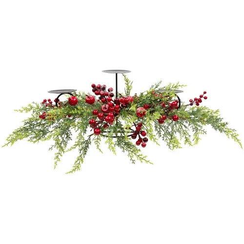 Northlight Apples And Berries Triple Pillar Christmas Candle Holder - 36" - Green And Red 1 Northlight Apples And Berries Triple Pillar Christmas Candle Holder - 36" - Green And Red