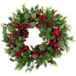 Northlight Crabapple And Berries Boxwood And Pine Artificial Christmas Wreath - 26" - Unlit