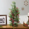 Northlight Icy Pine With Berries Artificial Cone Christmas Tree - 27"