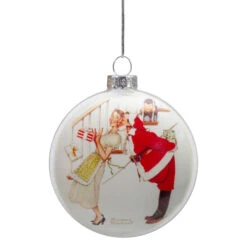 Northlight 3" Norman Rockwell 'Christmas Surprise' Glass Disc Ornament