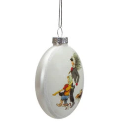 Northlight 3" Norman Rockwell 'Bringing Home The Tree' Glass Christmas Disc Ornament -Northlight Sale Store northlight yl93417 2 05998.1665260258