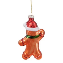 5" Gingerbread Man With Santa Hat Hanging Glass Christmas Ornament -Northlight Sale Store northlight yq90884 2 16723.1613017683