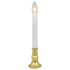 Northlight 9" White And Gold C7 Light Christmas Candle Lamp With Timer