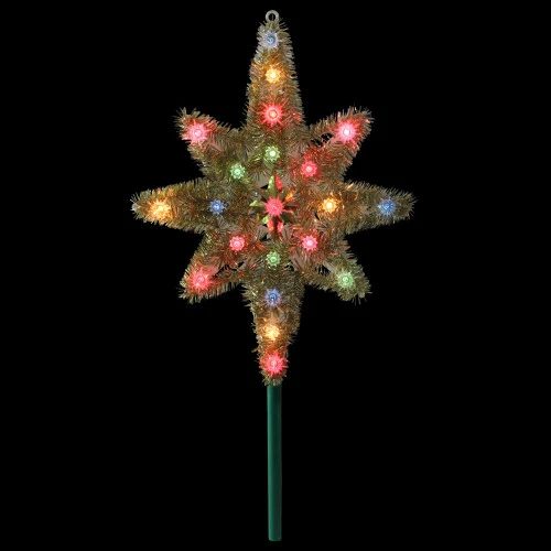 Northlight 21" Lighted Gold Star Of Bethlehem Christmas Tree Topper - Multicolor Lights 2 Northlight 21" Lighted Gold Star Of Bethlehem Christmas Tree Topper - Multicolor Lights - Image 2