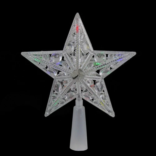 Northlight 7.5" Pre-Lit Clear Jeweled Star Battery Operated Christmas Tree Topper - Multicolor Lights 2 Northlight 7.5" Pre-Lit Clear Jeweled Star Battery Operated Christmas Tree Topper - Multicolor Lights - Image 2