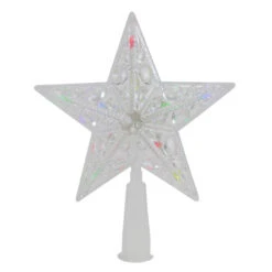 Northlight 7.5" Pre-Lit Clear Jeweled Star Battery Operated Christmas Tree Topper - Multicolor Lights
