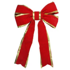 Northlight Giant 3D 4-Loop Velveteen Commercial Christmas Bow With Trim - 25" X 37" - Red And Gold