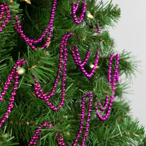 Northlight 15' Shiny Metallic Pink Beaded Christmas Garland, Unlit 2 Northlight 15' Shiny Metallic Pink Beaded Christmas Garland, Unlit - Image 2