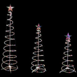 Northlight Set Of 3 Lighted Multi-Color Spiral Christmas Trees - 3', 4', And 6'