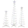 Northlight Set Of 3 LED Lighted Multi-Color Outdoor Spiral Christmas Cone Trees 3', 4', And 6'