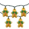 10ct Gingerbread Man Christmas Lights, Clear Lights, Green Wire
