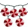 Northlight 10 Count Peppermint Candy Christmas Light Set, 6ft Green Wire