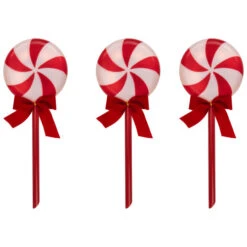 Northlight Set Of 3 Peppermint Candies Christmas Pathway Markers 16"