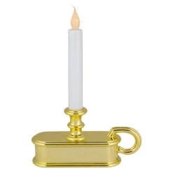 Northlight 9.5" Pre-Lit LED White Lighted Christmas Candle Lamp With Gold Handle Base