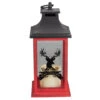 Northlight LED Candle With Deer "Merry Christmas" Lantern - 12" - Red And Black
