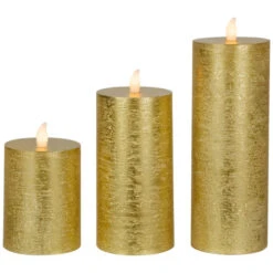 Northlight LED Flickering Flameless Pillar Christmas Candles - 8.75" - Gold - Set Of 3 10 Northlight LED Flickering Flameless Pillar Christmas Candles - 8.75" - Gold - Set Of 3 -Northlight Sale Store northlight yw95065 03 81306.1697214362