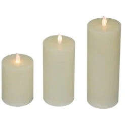 Northlight LED Flickering Flameless Pillar Candles - 8.75" - Cream - Set Of 3