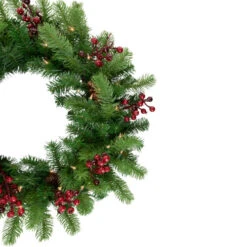 Northlight Real Touch™? Pre-lit Noble Fir With Berries Artificial Christmas Wreath - 24" - Clear Lights -Northlight Sale Store northlight z85340 2 updated2022 73362.1661451469