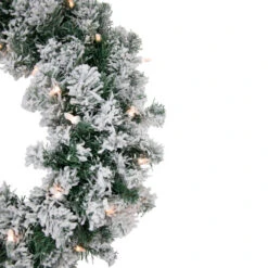 Northlight Pre-Lit Flocked Snow White Artificial Christmas Wreath, 24-Inch, Clear Lights -Northlight Sale Store northlight z92859 2 00670.1666942968