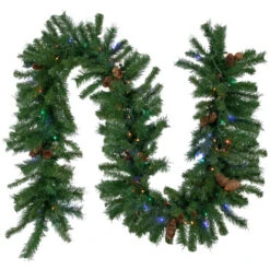 Northlight 9' X 16" Pre-Lit Dakota Red Pine Artificial Christmas Garland, Multi LED Lights