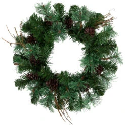 Northlight Country Mixed Pine, Twig And Pinecone Artificial Christmas Wreath - 24" - Unlit