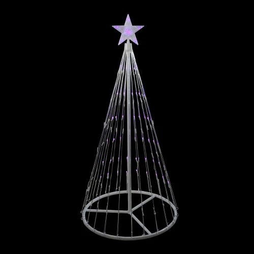 Northlight LED Lighted Show Cone Christmas Tree With Star Outdoor Decoration - 4' - Purple 3 Northlight LED Lighted Show Cone Christmas Tree With Star Outdoor Decoration - 4' - Purple - Image 3