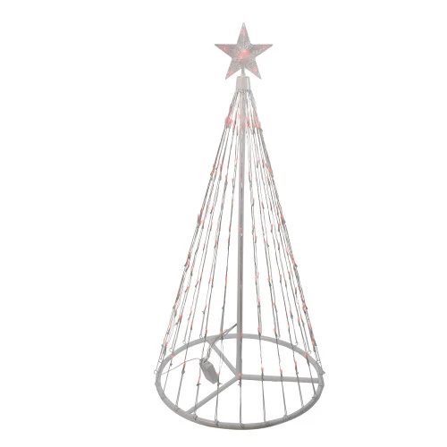 Northlight LED Lighted Show Cone Tree With Star Outdoor Christmas Decoration - 4' - Red Lights 2 Northlight LED Lighted Show Cone Tree With Star Outdoor Christmas Decoration - 4' - Red Lights - Image 2