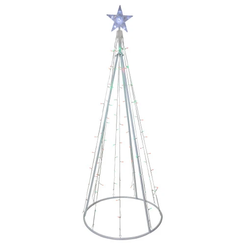 Northlight LED Lighted Twinkling Show Cone Outdoor Christmas Tree - 5' - Red And Green 2 Northlight LED Lighted Twinkling Show Cone Outdoor Christmas Tree - 5' - Red And Green - Image 2
